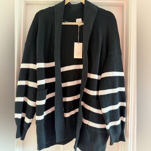 A New Day Black and White Striped Cardigan